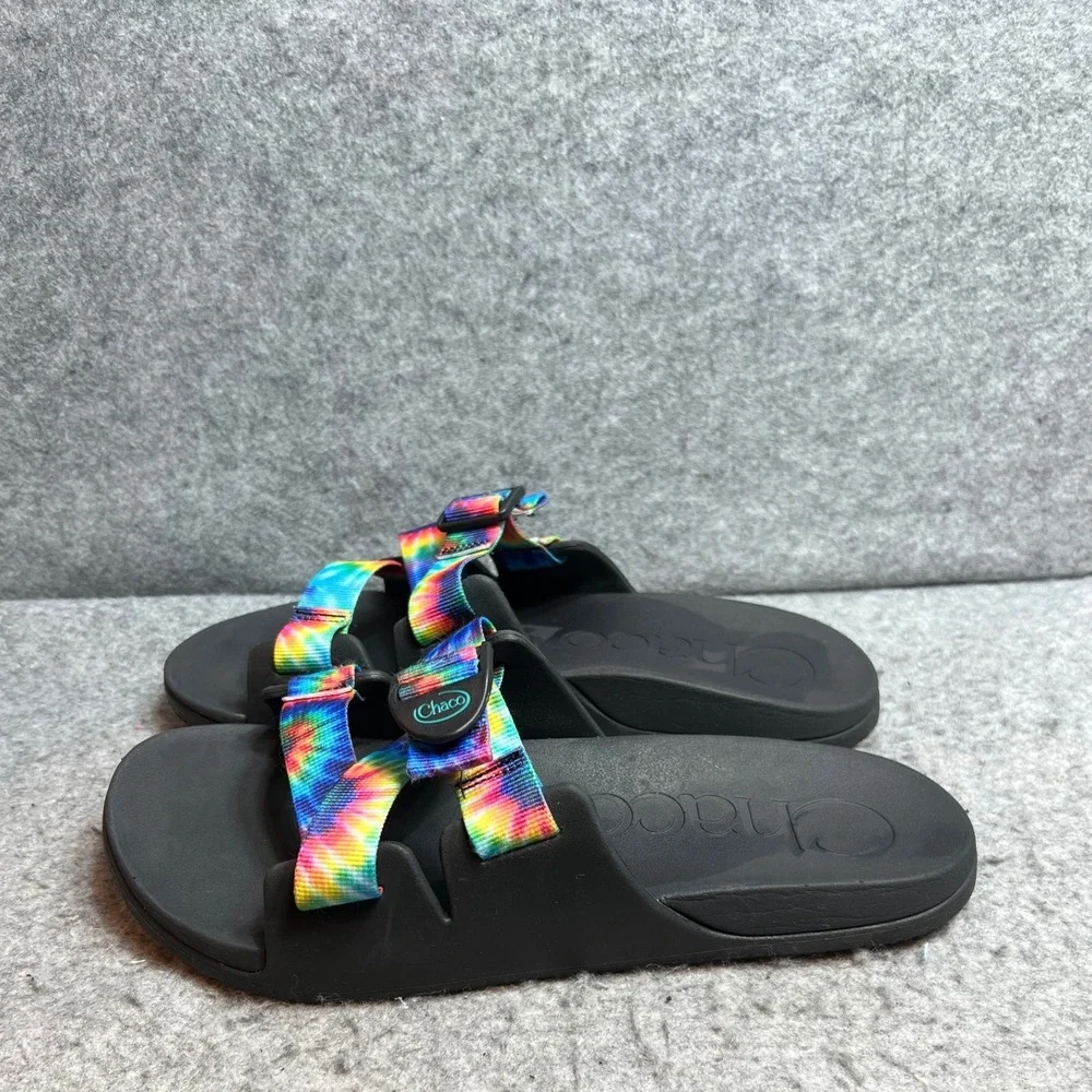 Chaco Chillos Slide Mens Sandals Rainbow Tie Dye Black Sandals Recovery Size 11